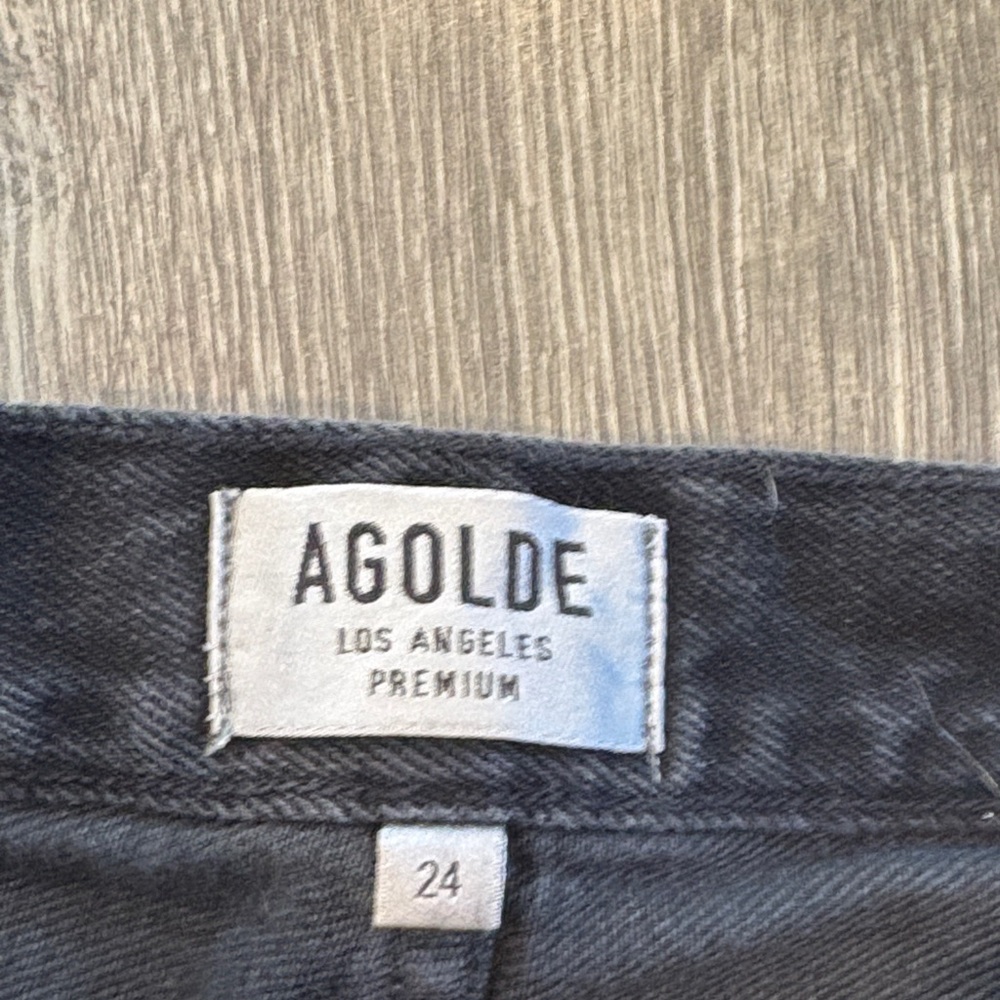 Agolde Midnight Black Denim Cutoff Shorts - Picture 2 of 5